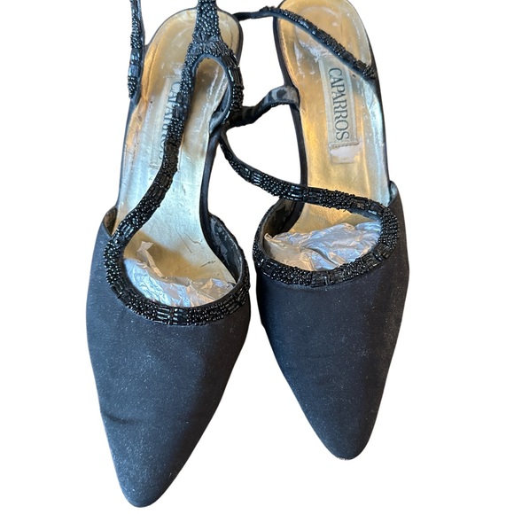 Vintage Caparros Black Shoes with black beaded straps - Picture 3 of 7